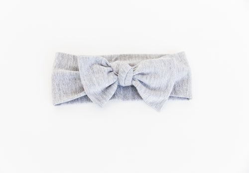 Bamboo Headband in heathered grey. Comes in one size 0-12 months