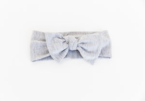 Bamboo Headband in heathered grey. Comes in one size 0-12 months