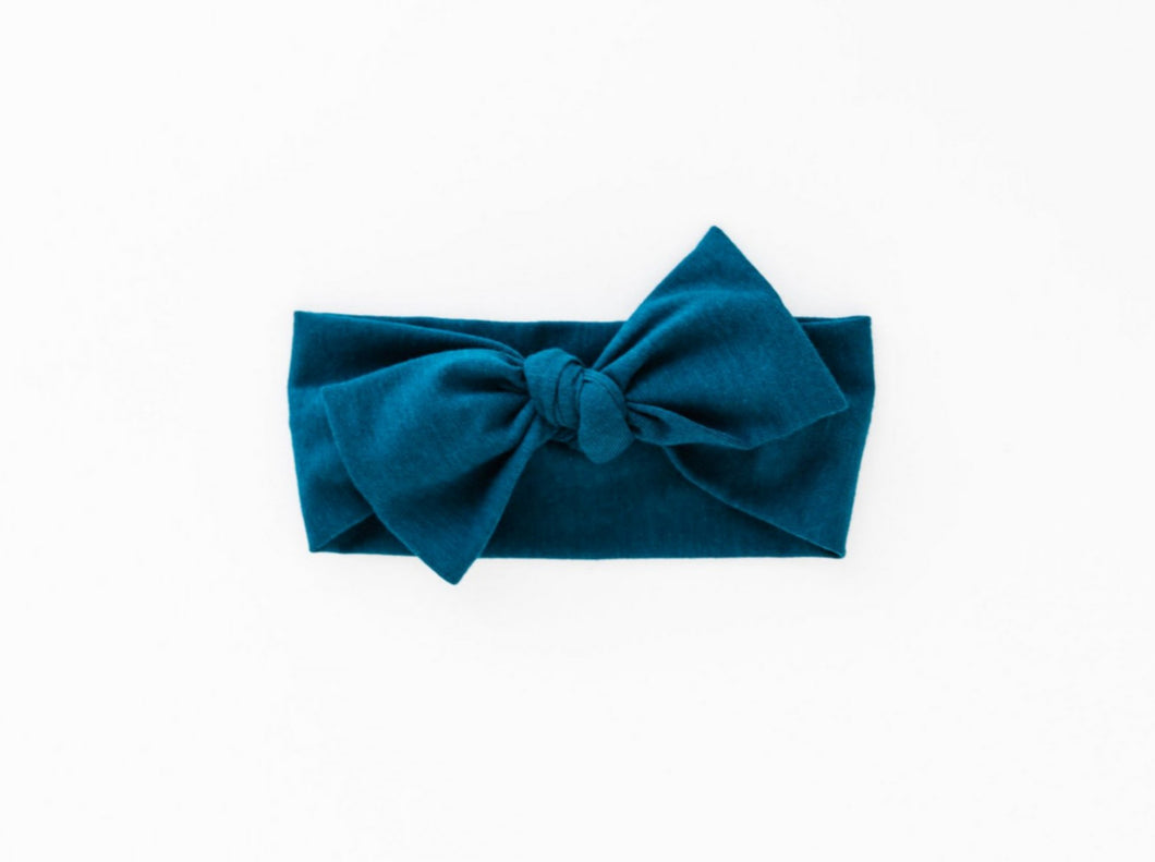 our bamboo stretch baby headband in midnight teal