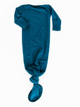 Load image into Gallery viewer, Bamboo knotted baby gown in Midnight Teal