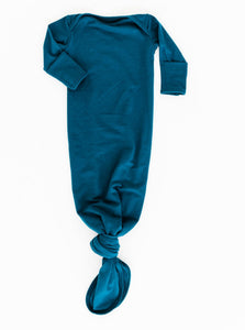 Bamboo knotted baby gown in Midnight Teal