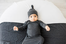 Load image into Gallery viewer, baby hat, gown and swaddle blanket in charcoal grey