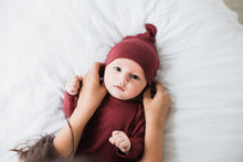 Load image into Gallery viewer, Top Knot Hat - Cranberry