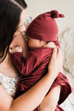 Load image into Gallery viewer, Top Knot Hat - Cranberry
